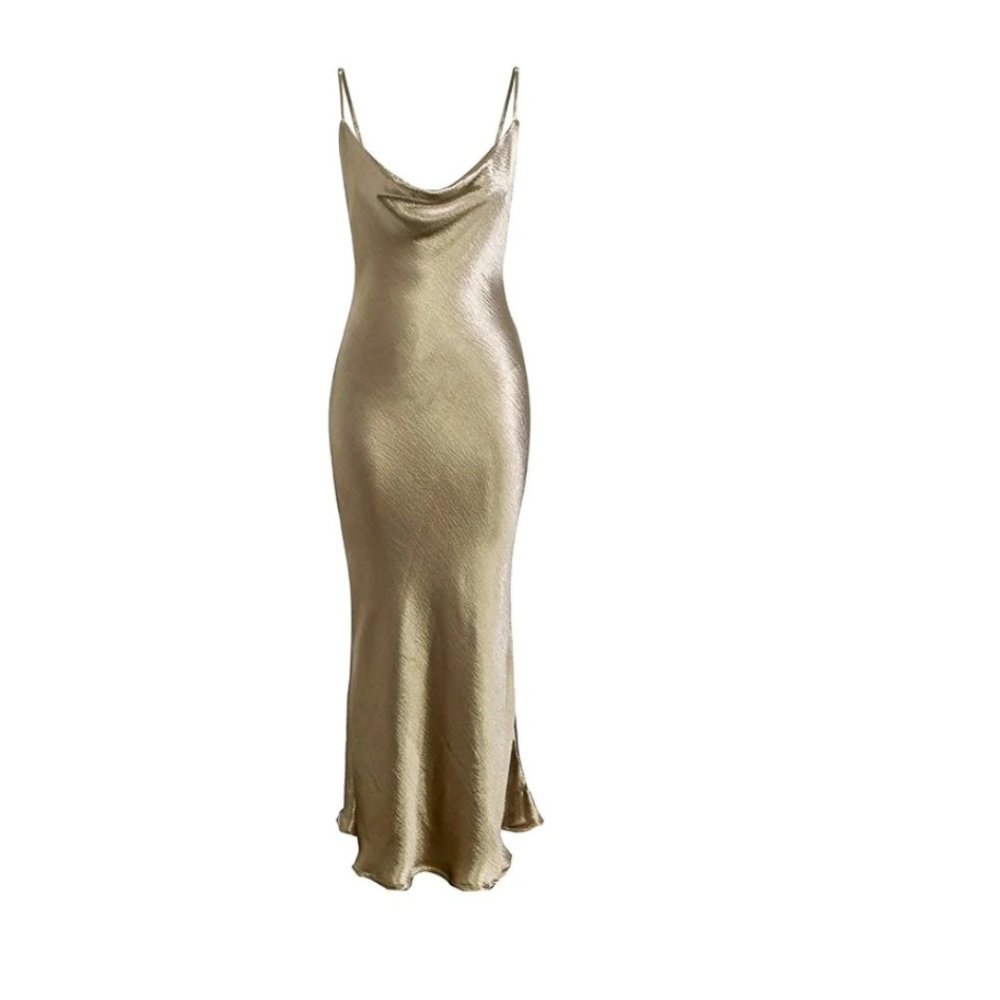Naomi Satin Dress - Gold